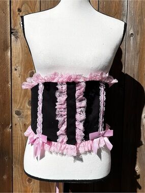 Widow Dolls Kill Pink and Black Emo/Dark Coquette Fairycore Corset